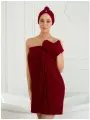 Набор для бани и сауны женский махровый BIO-TEXTILES бордовый XL-2XL (75*140) накидка парео, чалма, варежка