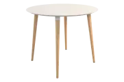 Стол круглый обеденный Сканди 2, Белый/светлый лак, 90*90 см, Mebelson