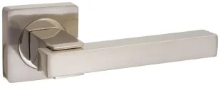 Ручка дверная межкомнатная на квадратной розетке Puerto INAL 533-02, никель матовый/никель блестящий