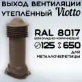 Вентвыход Viotto для металлочерепицы утепленный 125/650 мм, коричневый RAL 8017