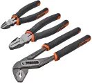 Набор инструмента ERGO из 3-х штук (плоскогубцы, кусачки, переставные плоскогубцы) Tactix 204007