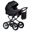 Коляска 2 в 1 Indigo Barbara Eco Classic универсальная, всесезонная, черная кожа