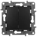 Legrand Etika Антрацит Выключатель 2-клавишный, авт. клеммы, 10AX, 250 В (в комплекте 5шт.)