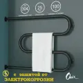 Полотенцесушитель Водяной Onix, модель Hit Direct Black Left 600x800, М-образный, Черный матовый, полный комплект, с защитой от электрокоррозии