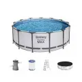 Каркасный бассейн BESTWAY Steel Pro Max 5618W 396х122 см + фильтр-насос 3028 л/ч, тент, ле