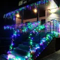 Гирлянда уличная бахрома 12 метров цветная на дом на улицу / электрогирлянда уличная бахрома 12 м для улицы на дом