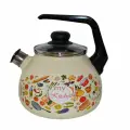 Чайник эмалированный со свистком СтальЭмаль Моя кухня, 3 л, слоновая кость с декором