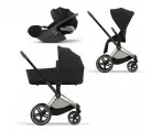 Коляска для новорожденных 3 в 1 Cybex Priam IV Sepia Black на шасси Rosegold