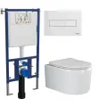 Комплект 3 в 1 Унитаз подвесной Ceramicanova Moments CN3003 / Инсталляция DIWO 4501 / Кнопка 7320 цвет глянцевый белый