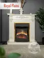 Камин электрический напольный Royal Flame модель Palermo слоновая кость с очагом Majestic Brass, звуковой эффект потрескивания, обогрев 2 кВт.