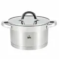 Кастрюля с крышкой из нержавеющей стали объем 5,6 индукционное дно 24*12,5см