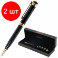 Комплект 2 шт, Ручка подарочная шариковая GALANT Bernini, корпус черный, детали золото, узел 0.7 мм, линия письма 0.5 мм, синяя, 144177