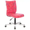 Кресло CH-330M, без подлокотников, пятилучие серебристое, ткань, красное с рисунком