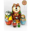 Матрешка деревянная детская развивающая игрушка для детей сортер сказка Теремок 5 мест 15 см Орнамент