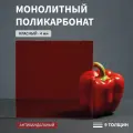 Монолитный поликарбонат, 4 мм, 440х950 мм, Красный, листовой, NEW