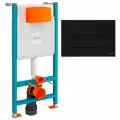 Комплект Инсталляция VitrA V-Fix Core 732-5800-01 крепление к полу и стене / Кнопка Root Square 740-2311 черная матовая