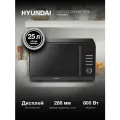 Микроволновая печь Hyundai HYM-D3013 черный, с электронным управлением, поворотным столом 28,8 см, объем камеры 25 л, мощность 800 Вт, открывание дверцы ручкой, функции разогрева и разморозки