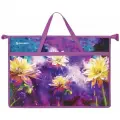 Папка для рисунков и чертежей с ручками А3 Brauberg Flowers, пластик, молния сверху, 2шт. (270146)