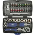 Мини-набор инструмента (биты, головки, вороток, удлинитель), 38 шт., пластиковый кейс