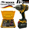 Гайковерт аккумуляторный, бесщеточный REKKR IW170YL, 2 аккумулятора 24В 9.0Ач, ударный, квадрат 1/2, кейс, зарядка