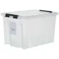 Контейнер 58x39x35 см, 70 л, с крышкой и роликами, цвет белый прозрачный, для хранения одежды и обуви, игрушек или инструментов