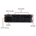 M.2 NVME M-Key PCIE 3.0 к SATA 6 Гбит/с 6 портов/9 портов Карта расширения NAS Synology Жесткий диск Удлиненный адаптер PCI-E Riser Card, 9 Ports SATA