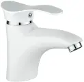 Смеситель на раковину Potato P1001-7 с монолитным изливом, картридж 40 мм, белый, крепление шпилька