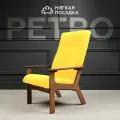 Кресло для отдыха РЕТРО от Мягкой посадки с высокой спинкой, обивка желтый велюр