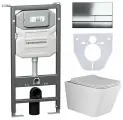 Комплект 4 в 1 Ceramicanova с инсталляцией Envision, безободковым унитазом Metric, клавишей Flat хром
