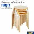Табурет для кухни круглый, аналог икеа фроста, 4 шт, круглый 33x45, натуральное дерево, лак, от производителя IKEA