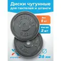 Блины для гантели и штанги 10 кг Atletika24 набор 2 шт. по 5 кг; чугунные диски для штанги/гантелей 25 мм