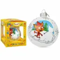 Елочный шар Коломеев Карамелька и снеговик, 80 мм, в подарочной упаковке