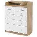 Пеленальный комод Атон Maks с органайзером, 80 х 100 см, 5 ящиков, дуб канзас/белый