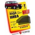Каркасные шторки на магнитах для автомобиля Лада (Ваз) Нива 2121, 21214, 2131 3-х, 5-ти дверная, автошторки на передние стекла, Cobra Tuning - 2 шт.
