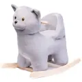 Качалка Нижегородская Игрушка Кот, с сиденьем со спинкой, деревянная, цвет серый, 51х47х29см