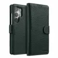 Кожаный чехол книжка Melkco Wallet Book Type ND для Samsung Galaxy S25 Ultra, темно-зеленый