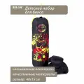Набор для бокса Belon груша цилиндр 40х15 см, с перчатками, принт Медведь, желто-красный