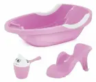 Набор детский для купания (ванна, горка, ковш) розовый