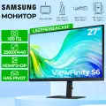Монитор Samsung ViewFinity S6 S27F610, 27, 2560 x 1440, 100 Гц, HAS PIVOT, IPS, LED, HDMI*2+DP, черный