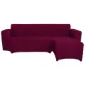 Чехол на диван угловой с оттоманкой справа Venera, цвет Бордовый