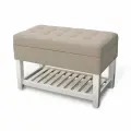 Банкетка скамья Ницца с ящиком для хранения и решёткой для обуви. Бук/микровелюр
