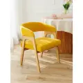 Стул кресло для кухни дома и офиса горчичный/желтый, из велюра, 63х56х72 см, до 120 кг