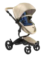 Коляска 2в1 Mima Xari Champagne на чёрном шасси с матрасиками Denim Blue+конверт Champagne