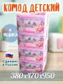 Яркий комод детский комод Принцесса (розовый) 380*470*950 мм, 4 вместительных ящика