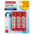 Клей-карандаш Brauberg, 25г, набор 3шт. (271306), 12 уп.