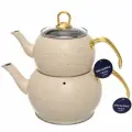 Чайник двойной турецкий 1,2/2,0л «Vicalina», бежевый, нержавеющая сталь