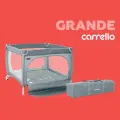 Манеж кровать детский CARRELLO Grande, складной, 100*100 см, c кольцами, серый