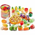 Игровой набор игрушечных пластиковых продуктов 35 предметов для девочек, овощи и фрукты на липучках, ножи и доска в комплекте