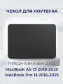 Чехол кожаный для MacBook Air 13 M2 M3 M4 / Чехол с магнитной застежкой для Макбук Эир 13 Черный