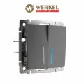 Выключатель двухклавишный с подсветкой Werkel W1120104 графит рифленый IP20